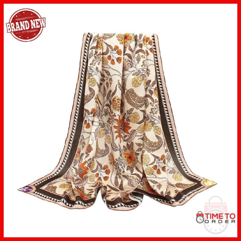 Large 43" Square Silk Scarf - Lightweight Shawl & Head Wrap